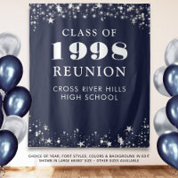 Class Reunion Photo Booth Navy Blue Backdrop