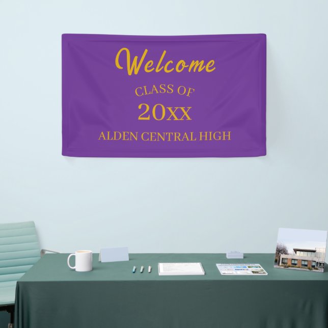 Class Reunion Purple and Gold Welcome Banner (Tradeshow)