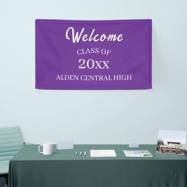 Class Reunion Purple and White Welcome Banner (Tradeshow)