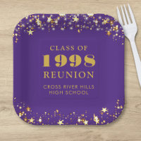 Class Reunion Purple Gold Stars Personalised