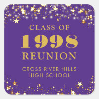 Class Reunion Purple Gold Stars Personalised