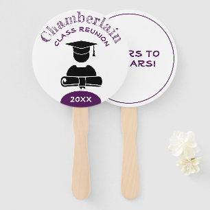 Class Reunion Purple White Custom Hand Fan