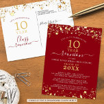Class Reunion Red Gold Stars Lights Any Year Postcard<br><div class="desc">Modern and elegant class reunion postcard invitation for any year reunion (shown for a 10 Year) featuring gold stars and lights, elegant handwritten script typography and a custom colour background (shown in red) that you can change to your school colour or party theme colour. All text is editable to make...</div>