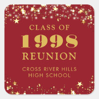 Class Reunion Red Gold Stars Personalised