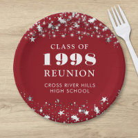 Class Reunion Red Silver Stars Personalised