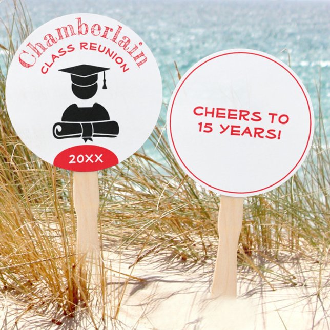 Class Reunion Red White Custom Hand Fan (Creator Uploaded)