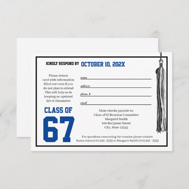 Class Reunion Response Card (Front/Back)