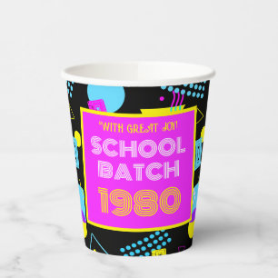 Class Reunion Retro School 80's Style Paper Cups