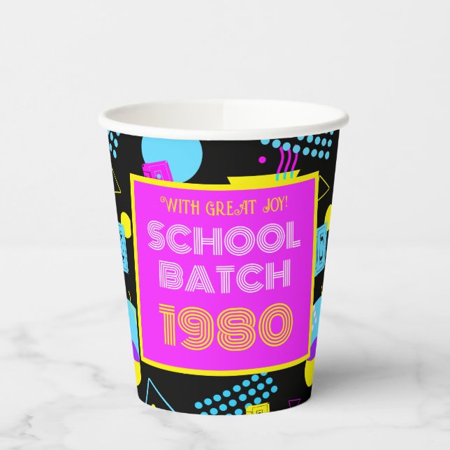 Class Reunion Retro School 80's Style   Paper Cups (Left)