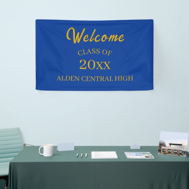 Class Reunion Royal Blue and Gold Welcome Banner (Tradeshow)