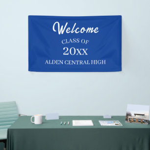 Class Reunion Royal Blue and White Welcome Banner