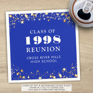 Class Reunion Royal Blue Gold White Personalised Napkin
