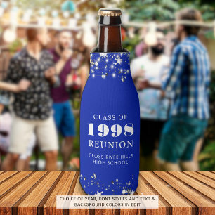 Class Reunion Royal Blue Silver Stars Personalised Bottle Cooler
