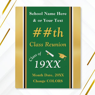 Class Reunion Table Decorations Ideas, Green Gold Plaque