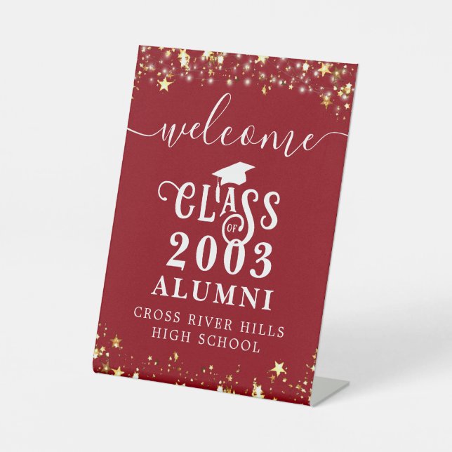 Class Reunion Welcome Alumni Sign Red (Front)