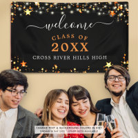 Class Reunion Welcome Black Orange Stars Lights