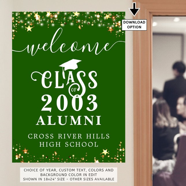 Class Reunion Welcome Green Gold Stars Custom Poster (Creator Uploaded)