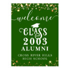 Class Reunion Welcome Green Gold Stars Custom