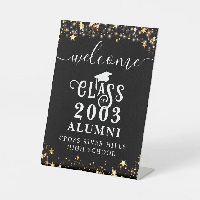Class Reunion Welcome Sign Black Gold (Front)