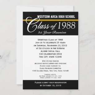 Class Reunion with Colour Accent Invitation