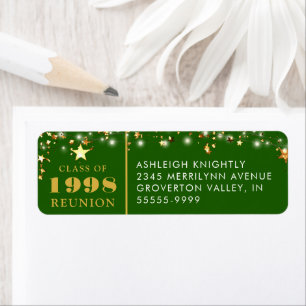Class Reunion Year Green Gold Stars