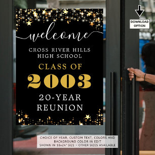Class Reunion Year Welcome Black Gold Stars Poster