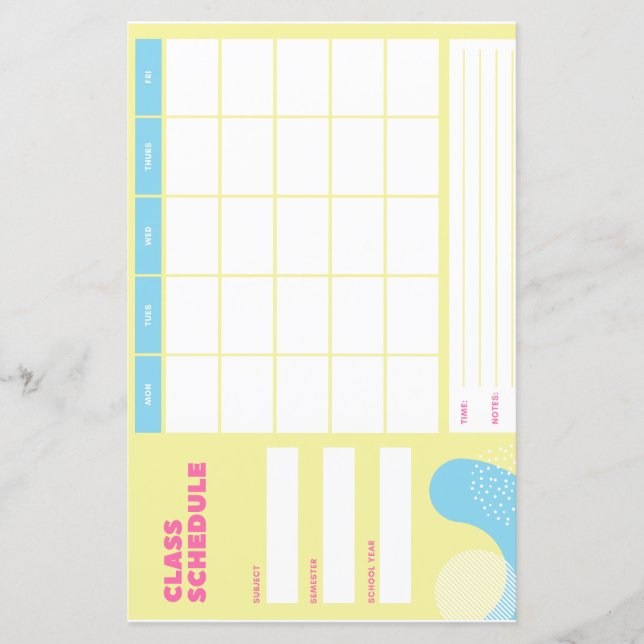 Class scedule (Front)