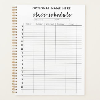 Class Schedule for Semester - black and white Planner