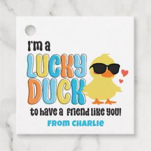 Class Valentines Lucky Duck Rubber Ducky Favour Tags