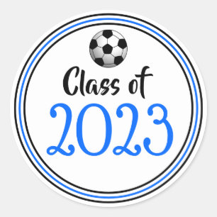 Class Year Blue & Black Graduation Classic Round Sticker