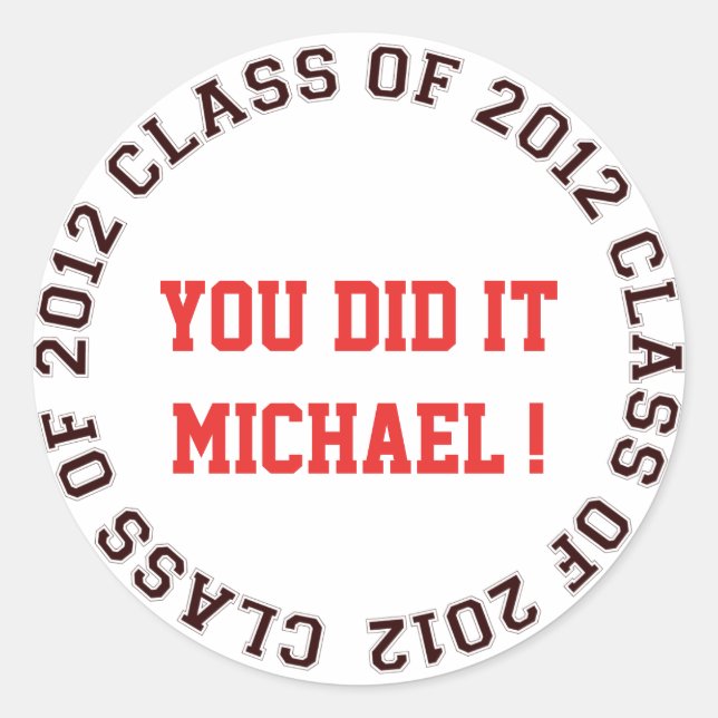 Class Year Gold Yellow Navy Blue Graduation GRAD Classic Round Sticker (Front)