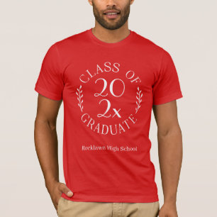 Class Year Graduate School Name White Emblem Red T-Shirt