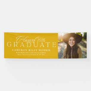 Class year graduate yellow graduation photo banner