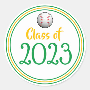 Class Year Green & Gold Graduation Classic Round Sticker