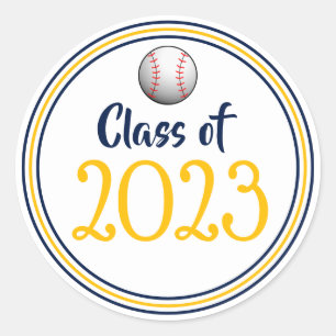 Class Year Navy & Gold Graduation Classic Round Sticker
