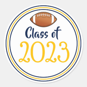 Class Year Navy & Gold Graduation Classic Round Sticker