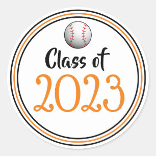 Class Year Orange & Black Graduation Classic Round Sticker