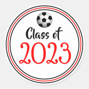 Class Year Red & Black Graduation Classic Round Sticker
