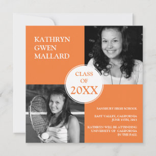Class Year Square Graduation Announcement Orange
