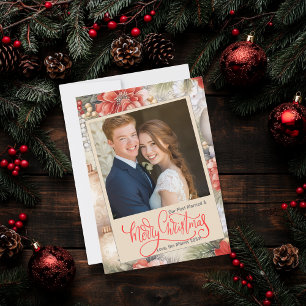 Classi Our First Married & Merry Christmas Photo  Holiday Card