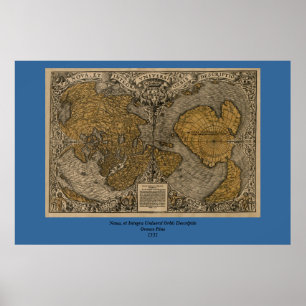 Classic 1531 Antique World Map by Oronce Fine Poster