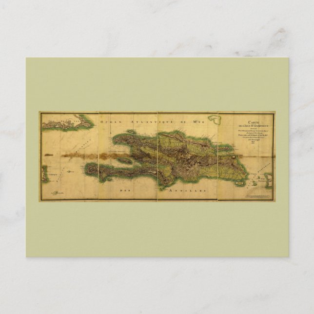 Classic 1805 Antiquarian Map of Hispaniola Postcard (Front)