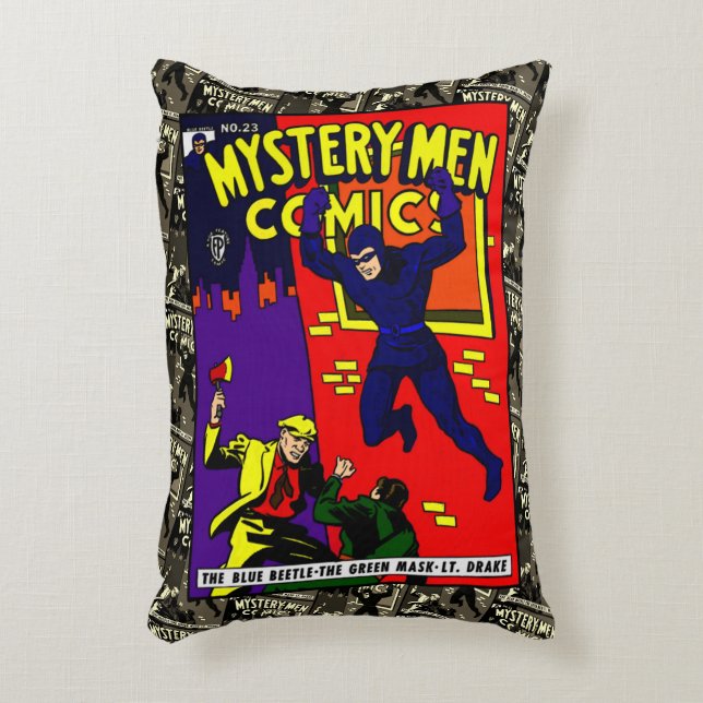 Classic 1940's Mystery Men Comics Pillow (Front(Vertical))