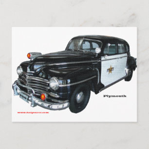 Classic_1947_Plymouth_Police_Car_Texturized Postcard