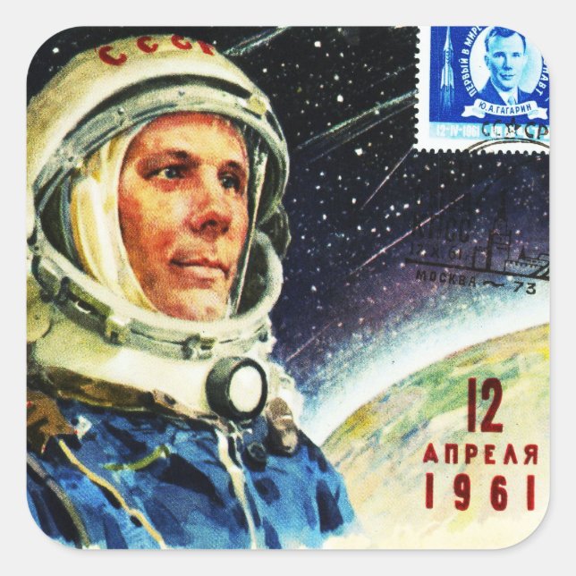 CLASSIC 1960s SPACE RACE ASTRONAUT Square Sticker (Front)