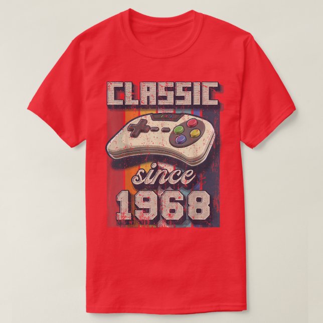 Classic 1968 54th Birthday Retro Video Game Contro T-Shirt (Design Front)