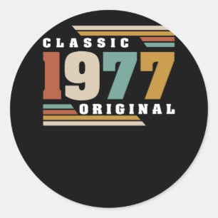 Classic 1977 Original 45th Birthday 45 Year Old Round Sticker