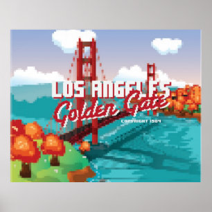 Classic 1980s L.A Golden Gate Video game box art Poster