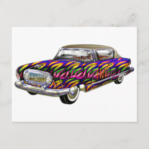 Classic 2 door hard top car postcard
