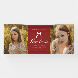 Classic 2-Photo Script Coquette Graduation Party Banner